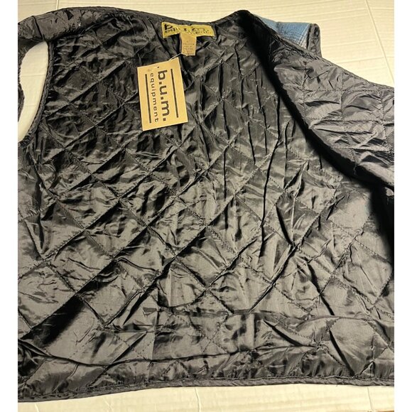 Vintage NWT men’s B.U.M. Equipment Blue & Black Plaid Quilted Cotton Vest L - Picture 8 of 11